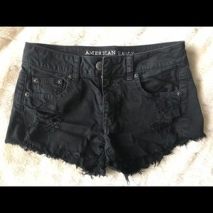 AE Outfitters black denim x high-waisted shorties